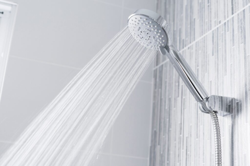 A showerhead with a strong stream of water